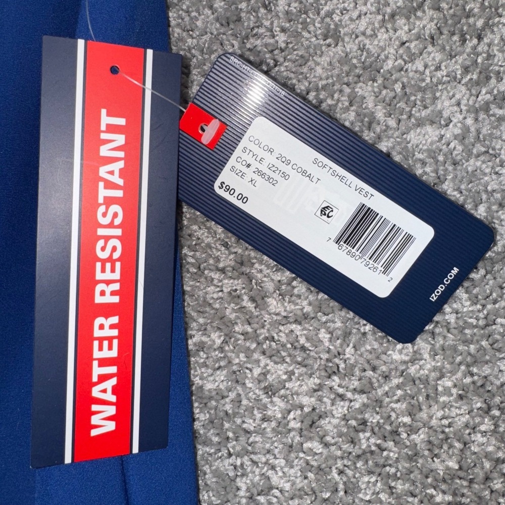 IZOD Men Water Resistant Softshell Vest Cobalt Blue Full Zip Outerwear XL NEW - Picture 4 of 9